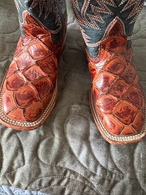 HP Kids Genuine Cowboy Boots Size 10 Made in Mexico Square Toe Western Boots